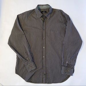 Bugatchi Uomo Green & Black Stripe Button Up XL
